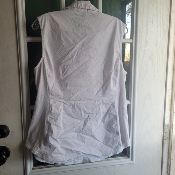 Zac & Rachel Womens White Sleeveless Button Down Shirt XL Tailored Career Top - Picture 3 of 5